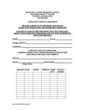 Municipal Court Probation  Form