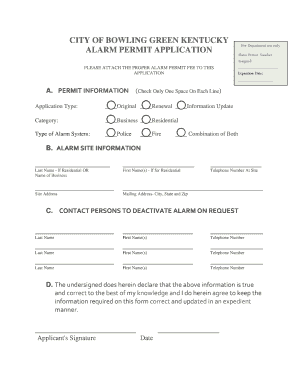 Alarm Permit Application  Form