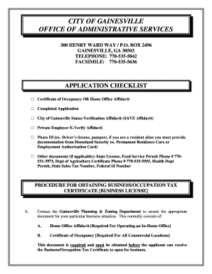 Certificate of Occupancy Checklist Residential  Form