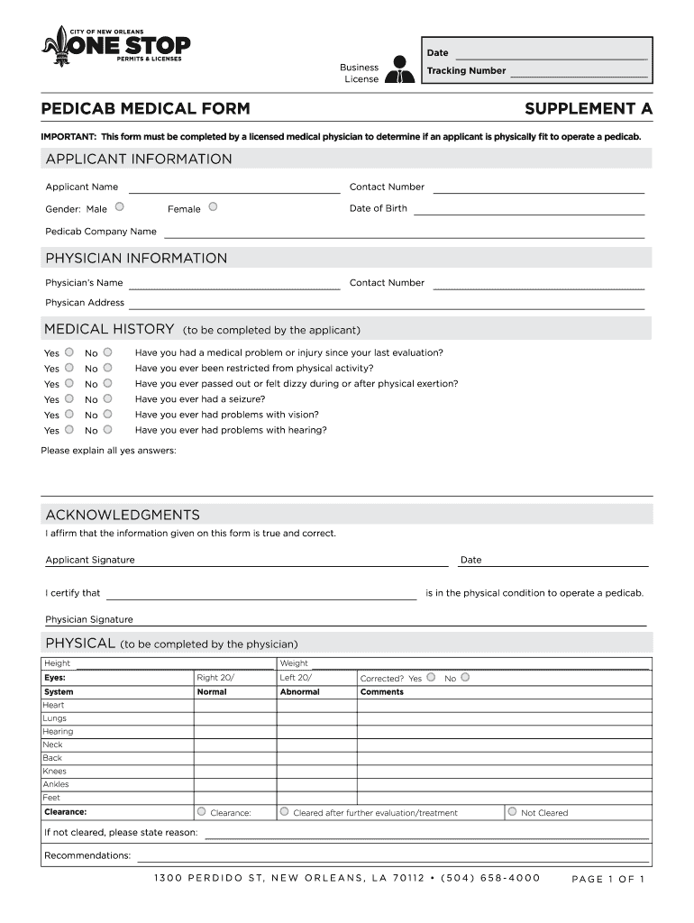 Medical Form New Orleans