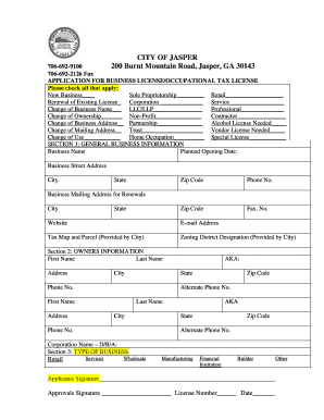 Business License Template  Form