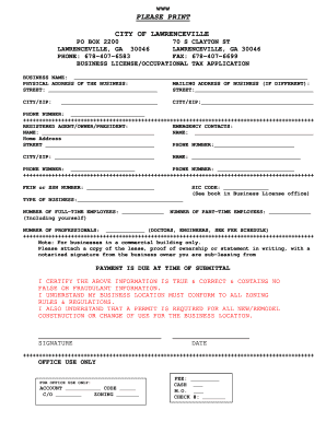 Georgia Tattoo License  Form