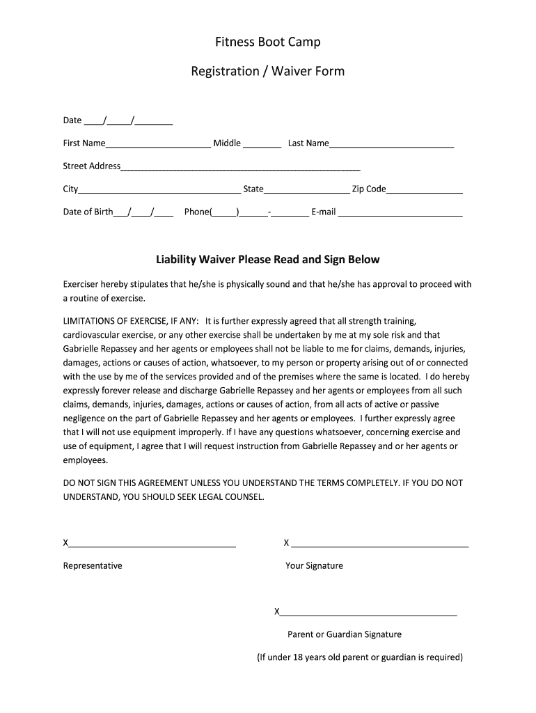 Boot Camp Registration Form Fill Out and Sign Printable PDF Template