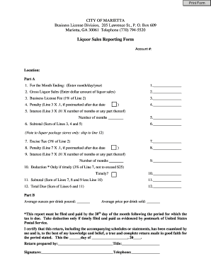 Liquor Sales Reporting Form City of Marietta, GA Mariettaga