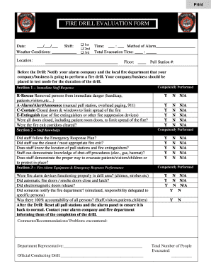 Fire Drill Evaluation Form