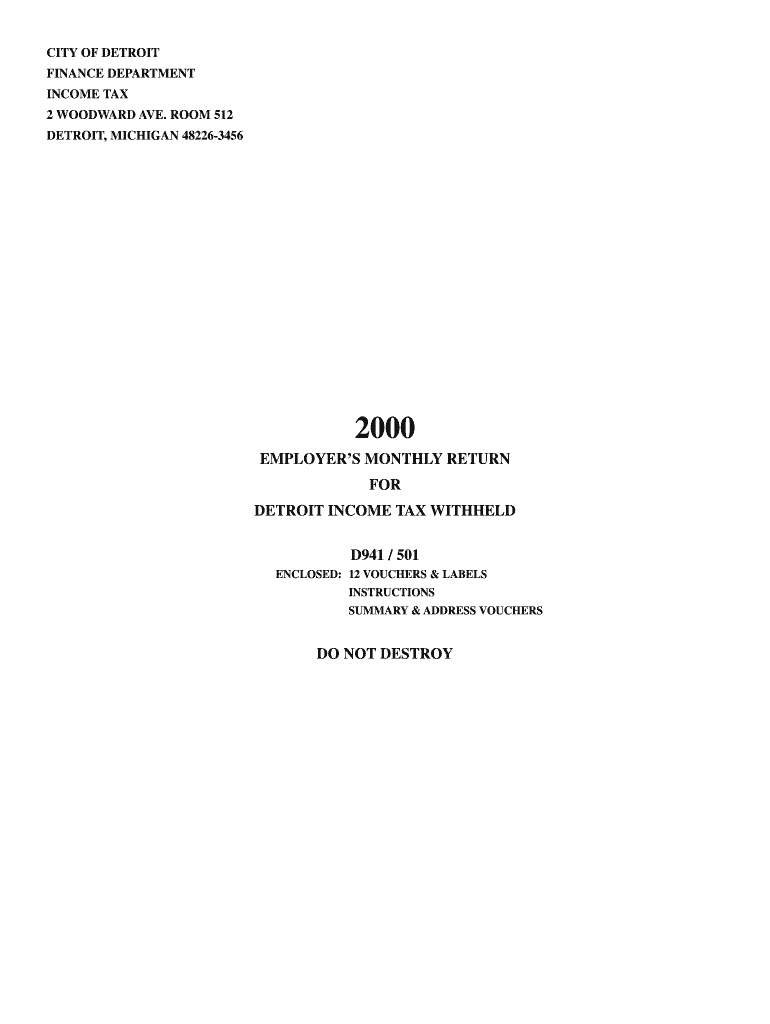  Detroit Income Tax Withheld D941501 Form 2015