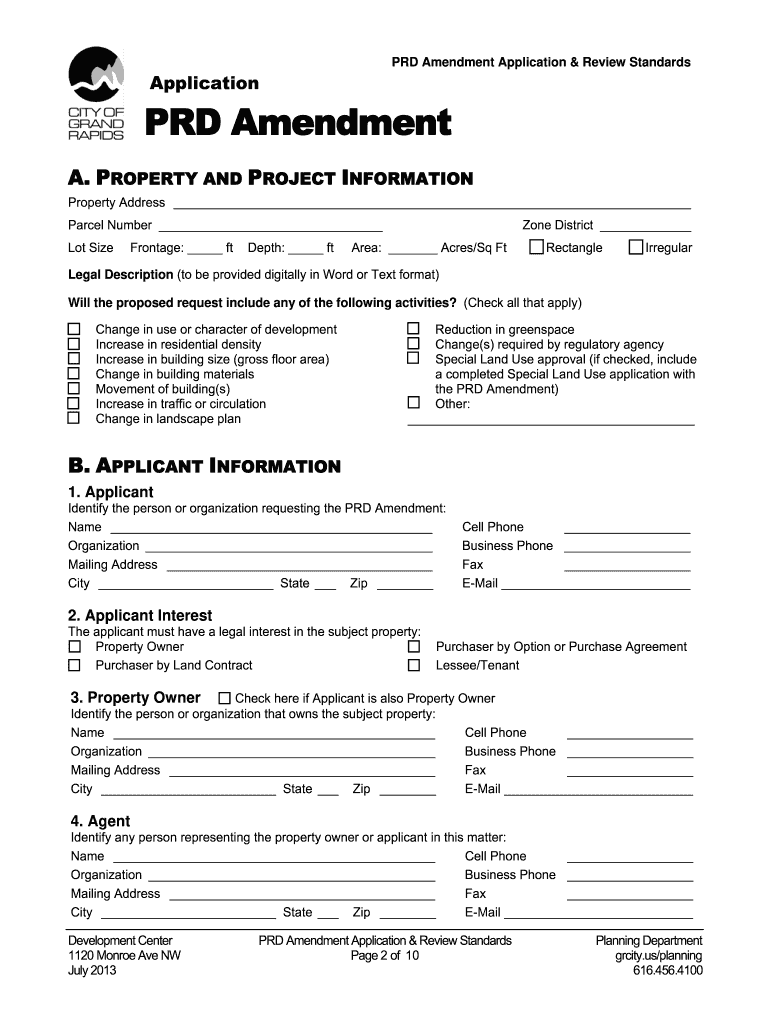  PRD Amendment Application  City of Grand Rapids  Grcity 2015