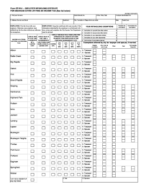 City of Grand Rapids Income Tax Withholding  Form