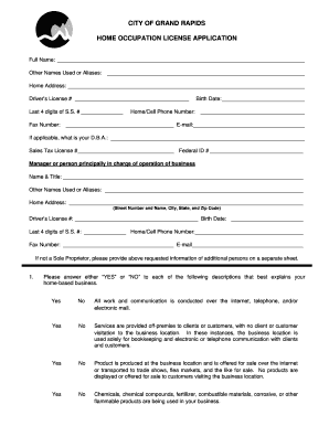 Home Occupation Applicationx City of Grand Rapids Grcity  Form