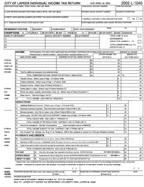 1040 Form City of Lapeer Ci Lapeer Mi