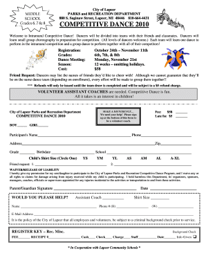 Dance Competition Registration Form