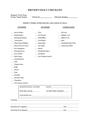 Online Fillable Dot Pre Trip Form