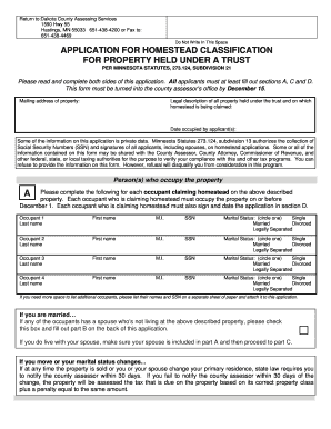 Trust Application Dakota County Co Dakota Mn  Form