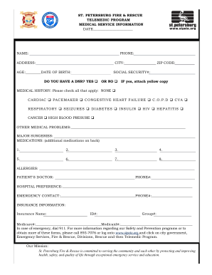 City of St Petersburg Telemedic Program  Form