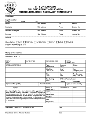  City of Mankato Building Permit Application for Construction and Mankato Mn 2009