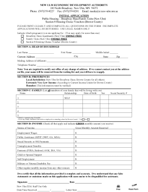 Initial Application Public Housing New Ulm Form