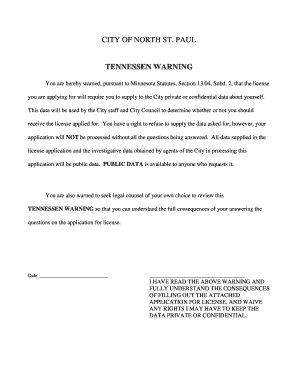 Tennessen Warning  Form