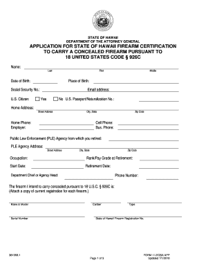 Online Application Hawaii Leosa Firearm Certification Form