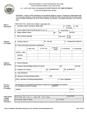 CERTIFICATE of EMPLOYMENT a Completed Application Form CL