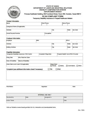 Hawaii Dept of Labor  Form