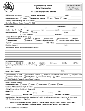 H KISS REFERRAL FORM Hawaii Department of Health