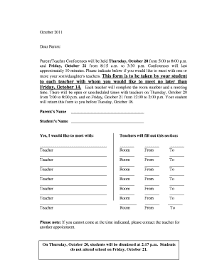 Blank Parent Teacher Conference Form