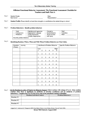 Functional Behavior Assessment PDF  Form