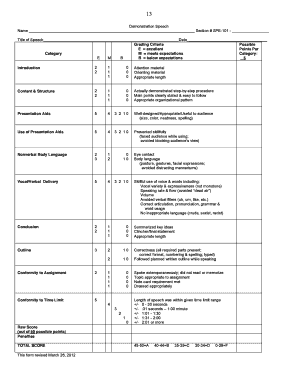 Speech Evaluation Sheet  Form