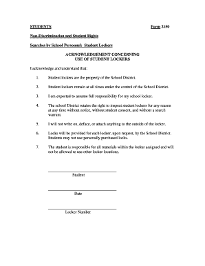 Employee Locker Agreement Form