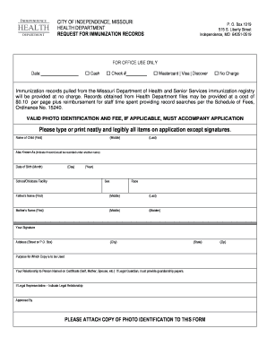 Missouri Immunization Records Online  Form