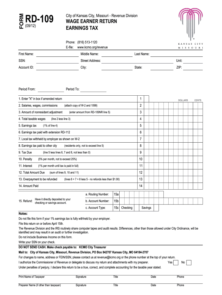 Rd 109 Fillable Form 2020