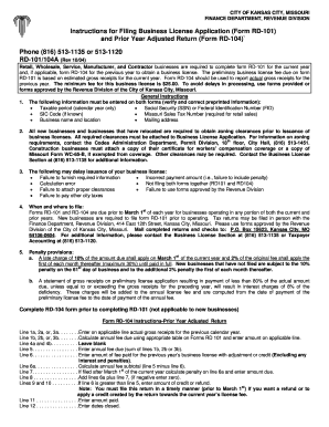 Form RD 104 City of Kansas City, Missouri