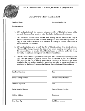 Landlord Tenant Utility Agreement  Form