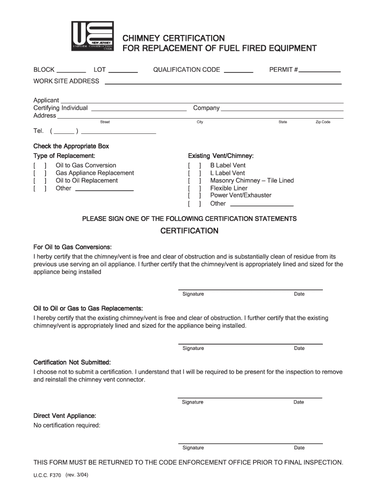  Chimney Certification for Replacement of Fuel Fired    Elizabeth NJ  Elizabethnj 2004-2024