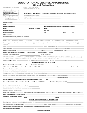 Occupational License Form