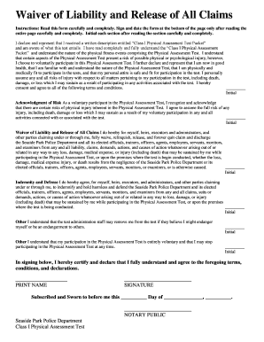 Release of All Claims Form
