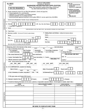 NJ REG NJ Business Entity and Tax Registration Forms Cumberland