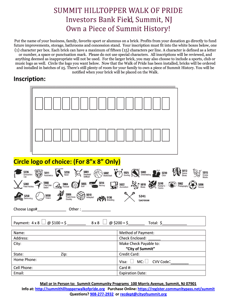 Fill Out a WALK of PRIDE FORM Today!  Summit  Cityofsummit