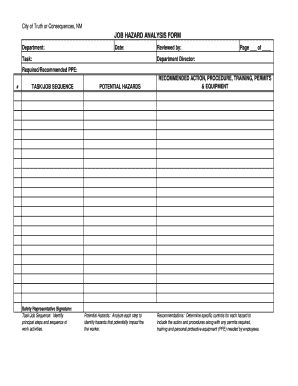 Printable Blank Job Hazard Analysis Form