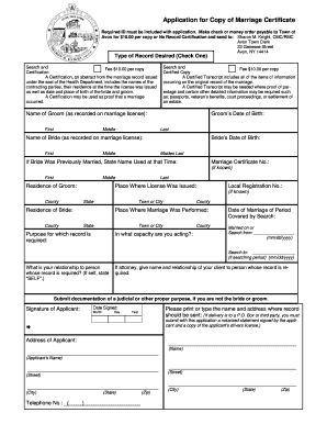 New York Application Marriage Form
