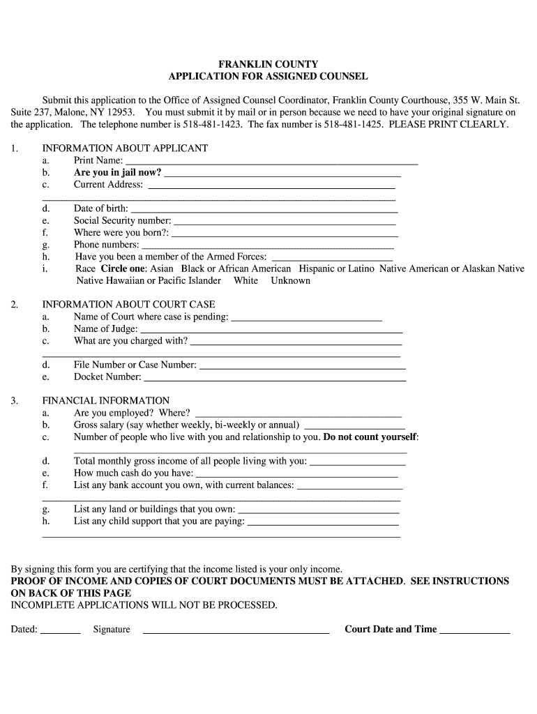 Ny Franklin County Form