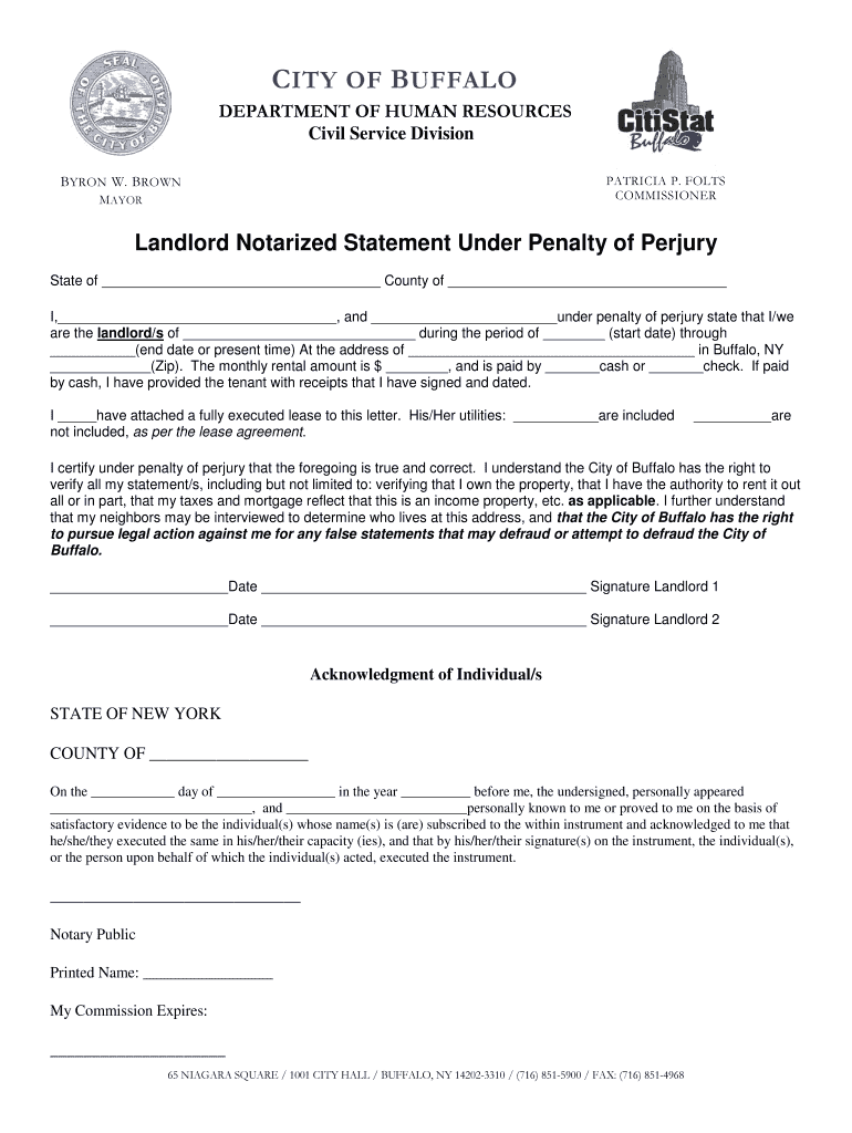 Landlord Statement  Form