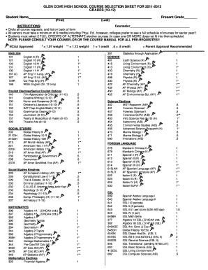 High School Selection Form