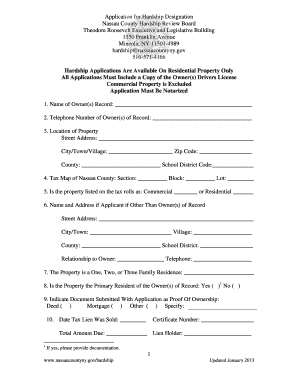 A Copy of the Hardship Review Application Nassau County Nassaucountyny  Form