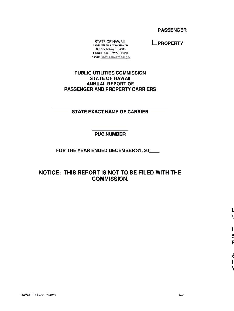  HI PUC Form 03 020  Public Utilities Commission  Hawaii  Puc Hawaii 2013