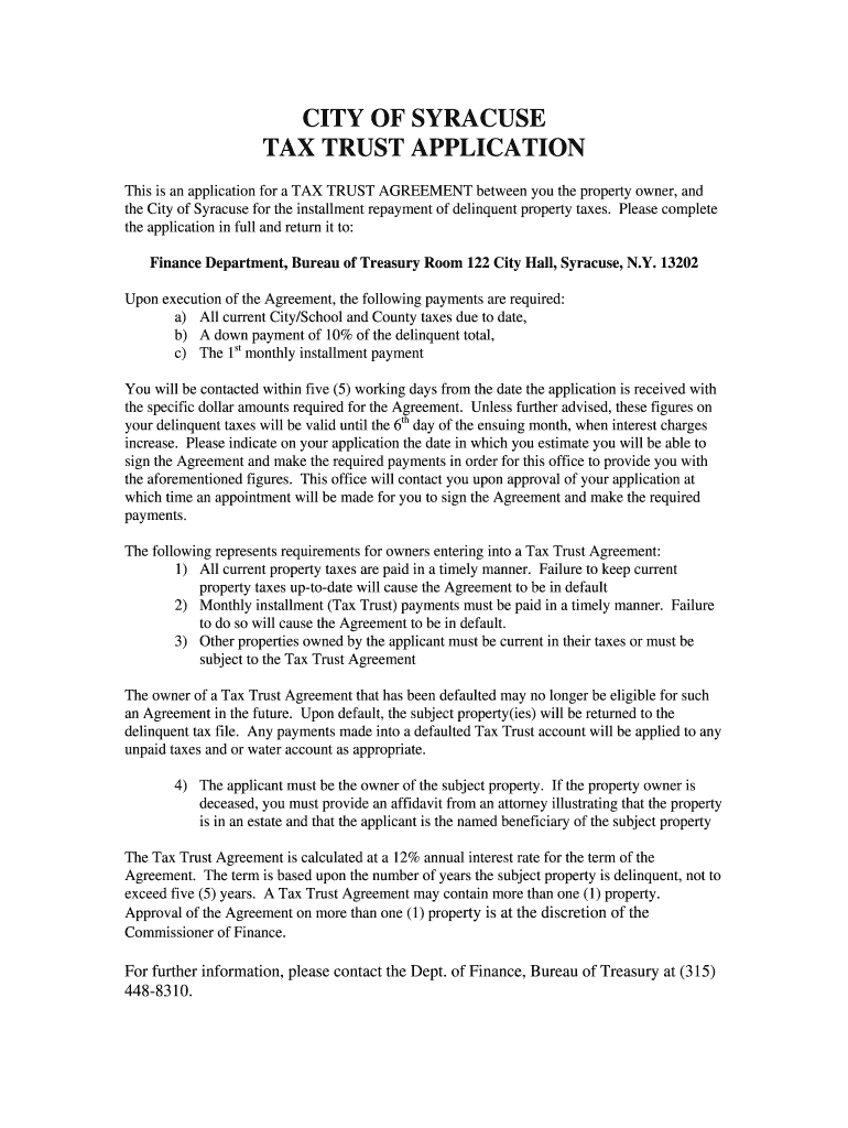 Tax Trust Application  Form