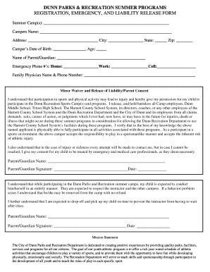 North Carolina Parks Recreation  Form