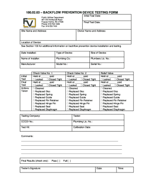 Backflow Prevention Testing Form Town of Fuquay Varina Fuquay Varina