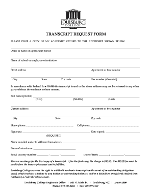 Louisburg College Transcript Request  Form