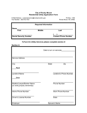 North Carolina Rocky Mount  Form